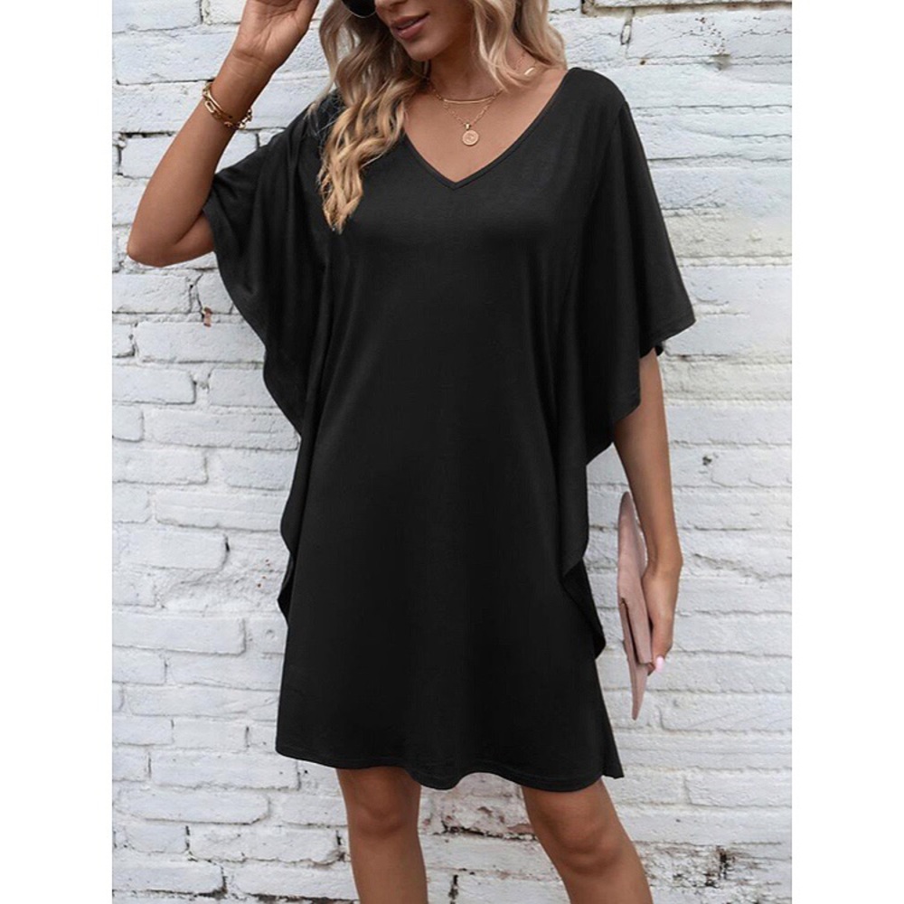 🖤 BOHO BASIC BLACK BATWING SLEEVE DRESS!